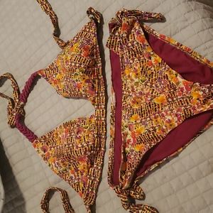 Mossimo orange and purple floral bikini XL top L bottom